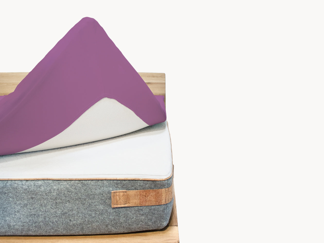 Premium Topper Spannbetttuch dunkel magenta 200 x 200 - 210 cm - Sale