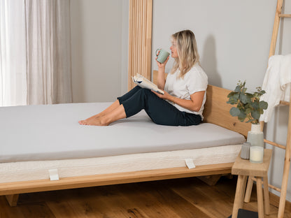 Premium Topper Spannbetttuch hellbeige 140 x 200 - 210 cm - Sale